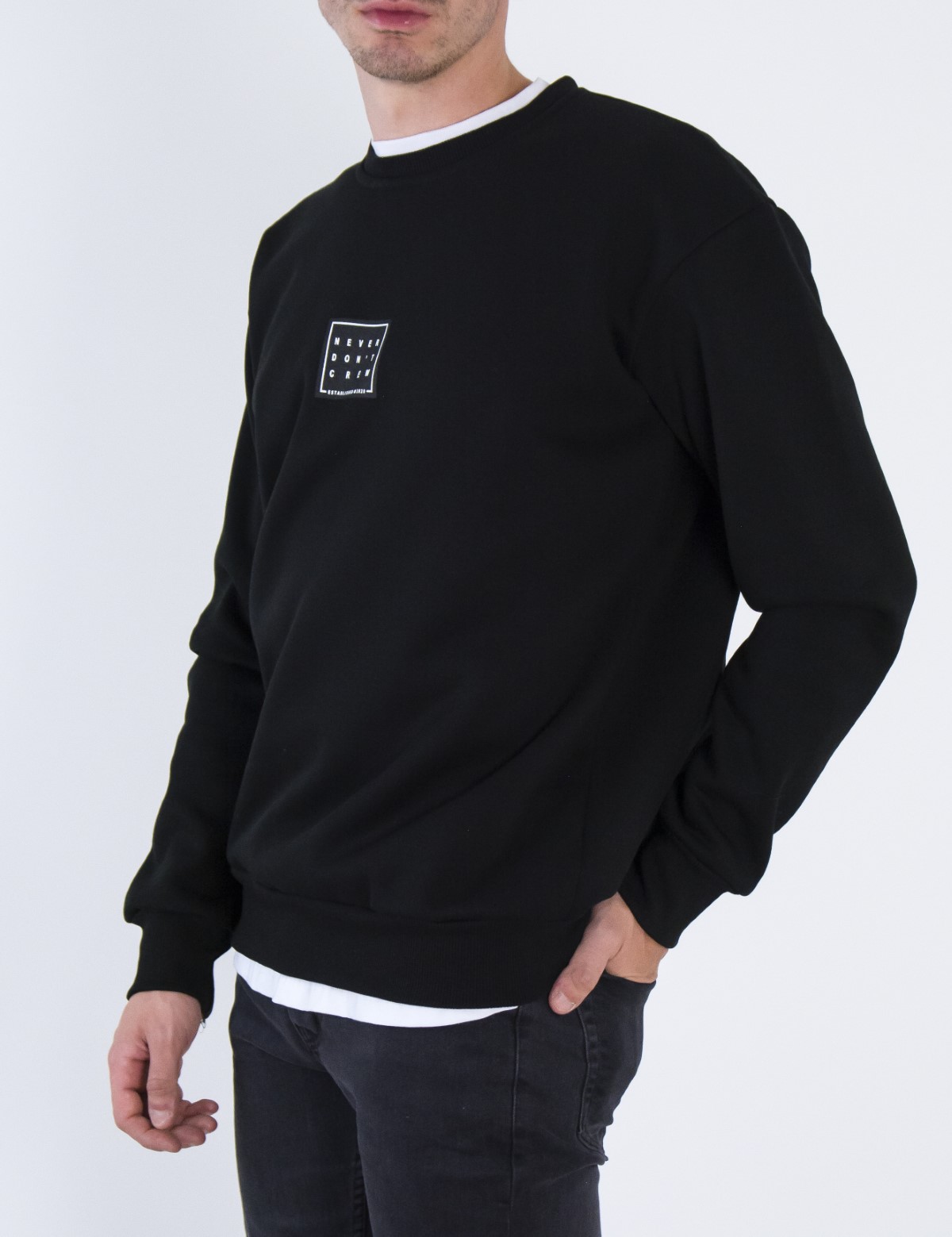 NDC ανδρικό μαύρο φούτερ με τύπωμα 2311120B φωτογραφία